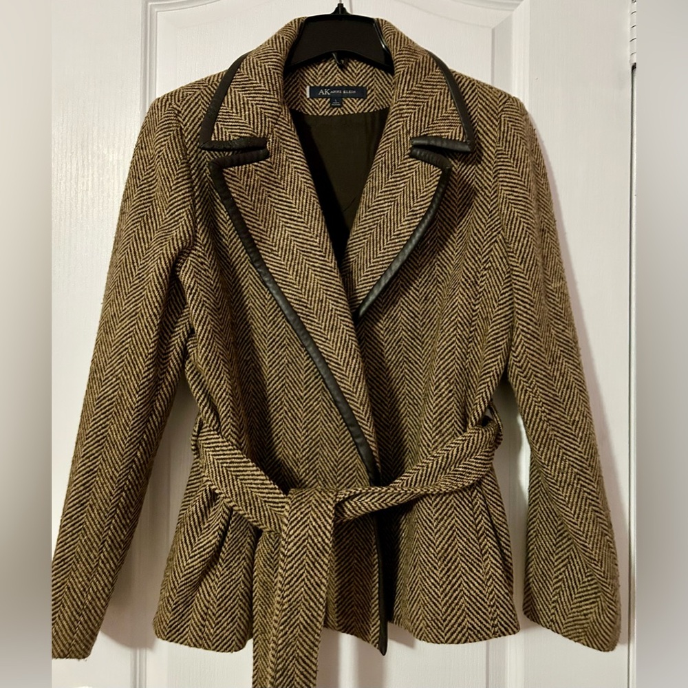 Anne Klein Brown and Tan wool coat
